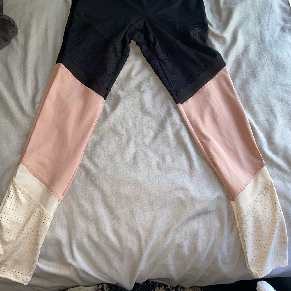 Black pink and white leggings